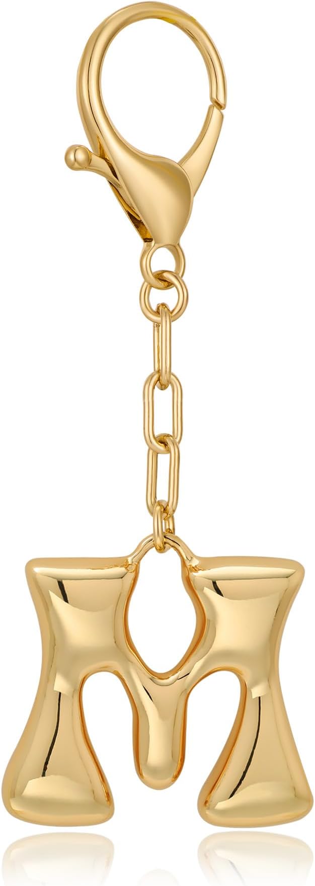 WOWORAMA Initial Letter Keychain for Women Chunky Gold Bubble Letter Bag Charm Purse Charm Personalized Keyrings Accessories