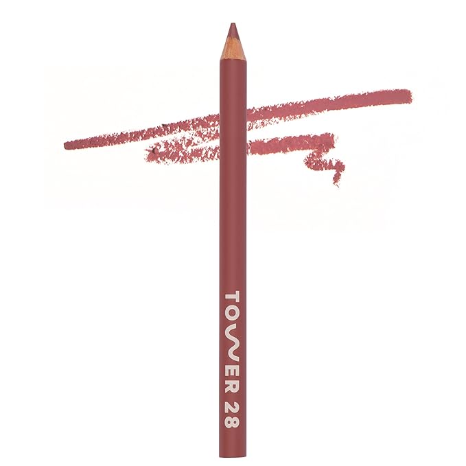 Tower 28 OneLiner - Multi-Use Creamy Lip Liner, Eyeliner & Face Makeup Pencil for Sensitive Skin - Hydrating, Vegan Formula with Shea Butter - Matte, Long-Lasting Finish - Muted Mauve (1 Count)