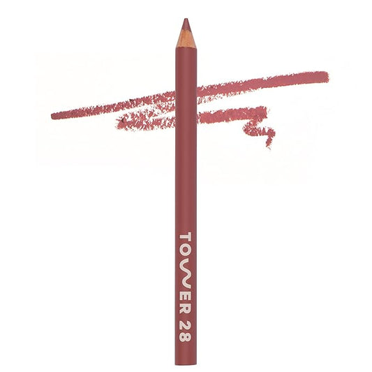 Tower 28 OneLiner - Multi-Use Creamy Lip Liner, Eyeliner & Face Makeup Pencil for Sensitive Skin - Hydrating, Vegan Formula with Shea Butter - Matte, Long-Lasting Finish - Muted Mauve (1 Count)