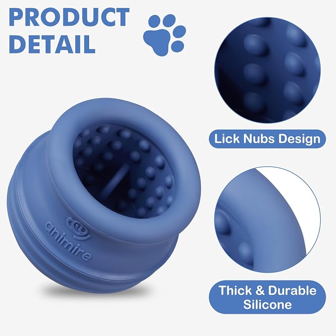 Treat Dispensing Dog Toy, Long-Lasting Interactive Puzzle Toys for Dogs, Stuffable Dog Enrichment Frozen Lick Treat Toy for Boredom, BPA Free Silicone Fetch Catch Chew Toy (Dark Blue,M)