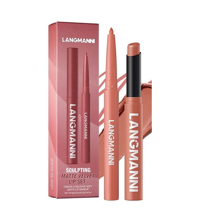 Lip Liner + Lipstick Set (12 Shades) -Matte Lipstick for Women, Silk Finish Hydration Lip Kit, Waterproof Smooth Creamy Texture, Bold to Nude Shades for Everyday & Party Wear, Makeup Gift (05)