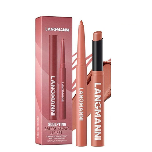 Lip Liner + Lipstick Set (12 Shades) -Matte Lipstick for Women, Silk Finish Hydration Lip Kit, Waterproof Smooth Creamy Texture, Bold to Nude Shades for Everyday & Party Wear, Makeup Gift (05)