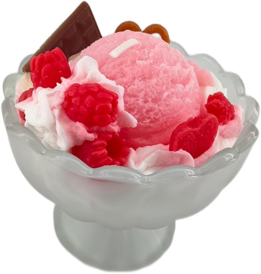 Generic Ice Cream Aromatherapy Candles, Glass Goblet, Decorative Dessert Shape, Fruits Fragrance, Birthday Festival Party Mother Gift (Vanilla Raspberry)