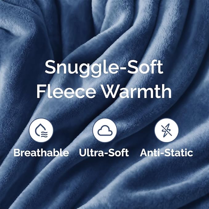 Fleece Blanket Queen Size - Ultra-Soft Flannel Fleece Blanket - Royal Blue | Soft, Warm, Outdoor Picnic Blanket for Camping, Travel, Lightweight, Cozy, Anti-Static, Home Decor Gifts for Men & Women