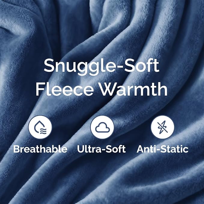 Fleece Blanket Twin Size - Ultra-Soft Flannel Fleece Blanket - Royal Blue | Soft, Warm, Outdoor Picnic Blanket for Camping, Travel, Lightweight, Cozy, Anti-Static, Home Decor Gifts for Men & Women