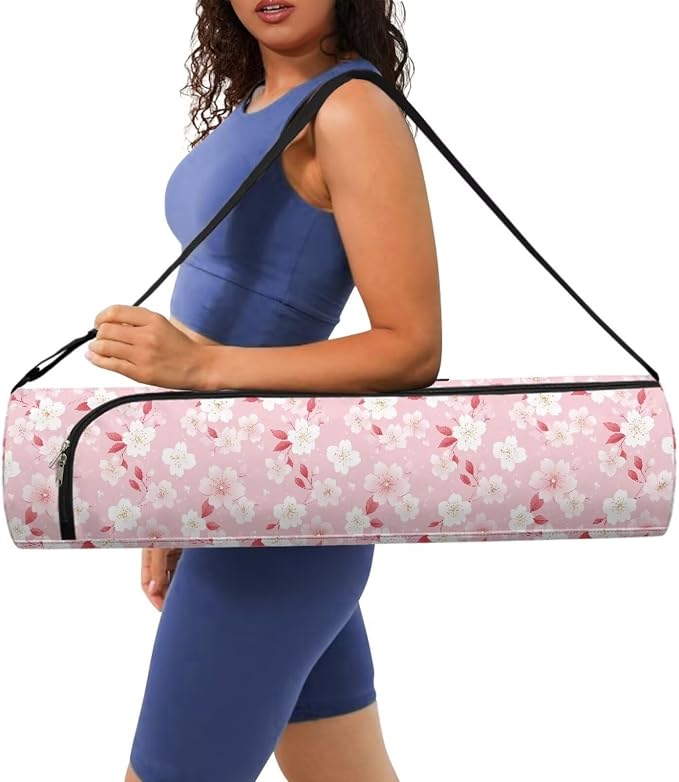 Yoga Mat Bag with Adjustable Shoulder Strap and Handle Zipper, 30in Wide x 6.3in Diameter for Yoga Mat Storage
