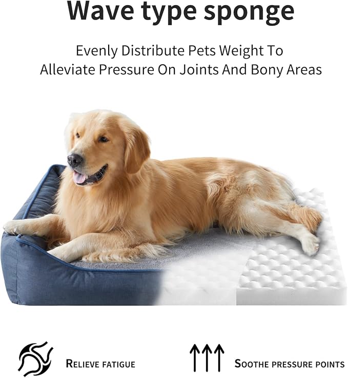 Tidore Orthopedic Dog Beds for Medium Dogs, Durable Egg Crate Foam Sofa Dog Bed wit Washable Removable Cover,Waterproof Lining,Pet Bed for Large Dogs (Olive Green, 26.4" L x 21.7" W x 6.2" Th)