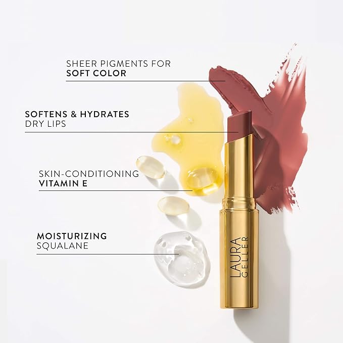 LAURA GELLER NEW YORK Jelly Balm Moisturizing Tinted Lip Balm - Kiss-n-Tell - Hydrating Vitamin E - Semi-Shine Finish (Valentine's Day Limited Edition)