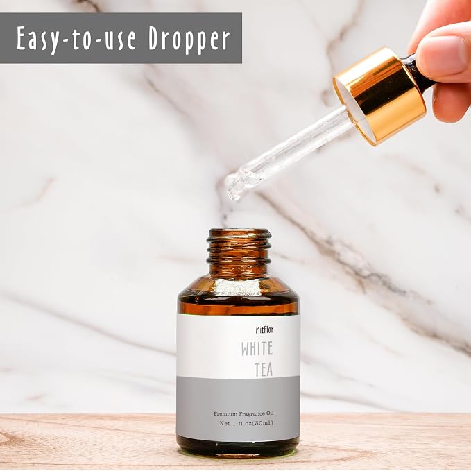 White Tea Fragrance Oil, MitFlor 30ml Scented Oils, Large Size Premium Fragrance Oil for Soap & Candle Making, Aromatherapy Essential Oils for Diffusers for Home, Refreshing Scent for Home