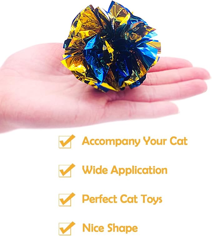PET SHOW 20 Pack Cat Toy Crinkle Balls 2.5inch for Indoor Cats Kittens
