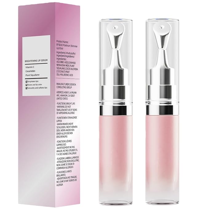 Hydrating Brightening Lip Serum, Smooth Tinted Lip Stain, Plumping Lip Gloss with Polypeptide Squalane, Brighten Dark Lips