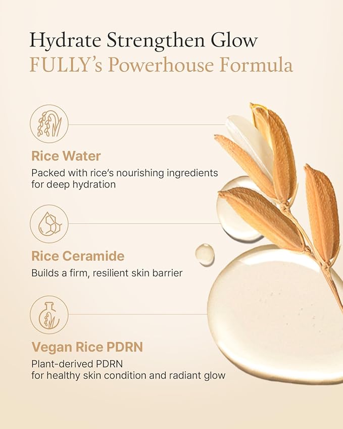 FULLY Rice Ceramide Essence Toner – Milky Korean Toner for Glass Skin, Hydrating Rice Water & Ceramide Formula for Moisture Barrier, Dewy Glow, Fragrance-Free, Vegan & Dermatologist Tested, 8.45 fl.oz