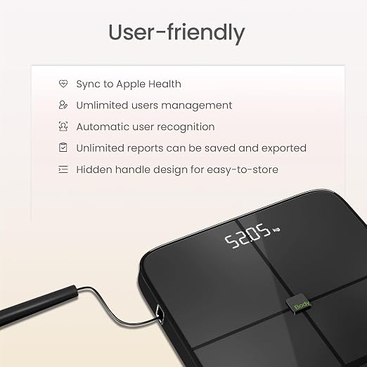 BodyPedia 8-Electrode Smart Scale for Body Weight, Digital Bathroom Weighing Scale Analyzes 43 Metrics (BMI/Muscle/Fat), Body Composition Monitor, Bluetooth Home User Health Equipment Sync Apps