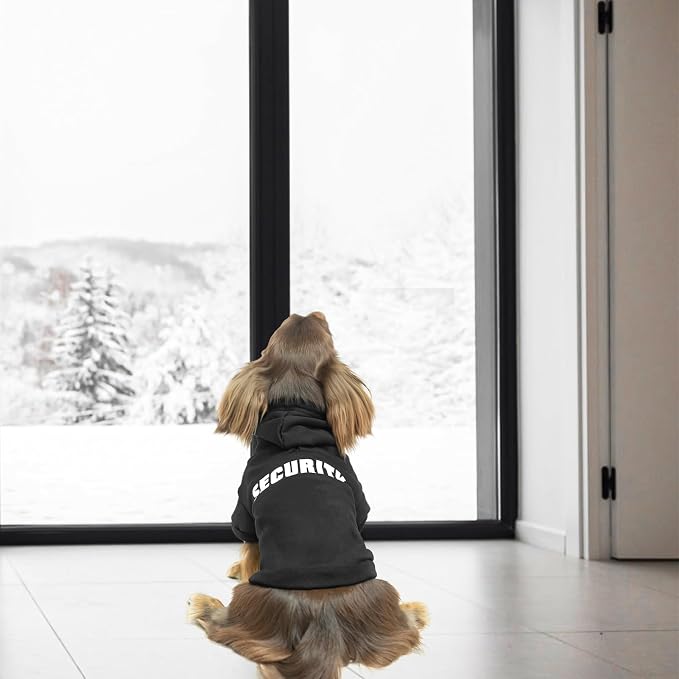 BINGPET Security Dog Hoodie, Dachshund Sweater Clothes with Leash Hole | Warm Dog Sweatshirt for Small Medium Large Dogs, All-Season Cold Weather Comfort & Fit, Soft Winter Hooded Pullover Outfit