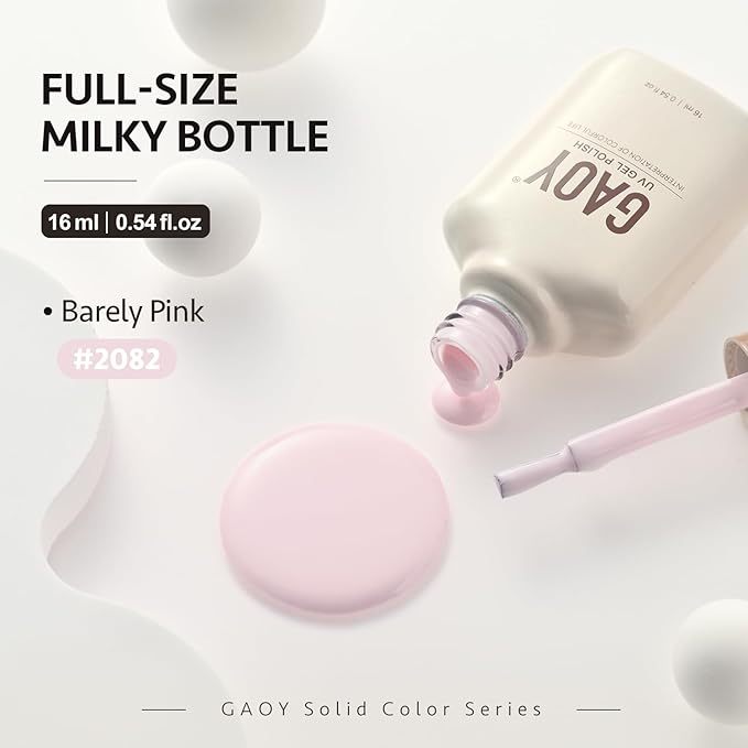 GAOY Pink Gel Nail Polish, 16ml Soak Off Gel Polish, UV Light Cure for Nail Art DIY Manicure at Home, 2082 Barely Pink