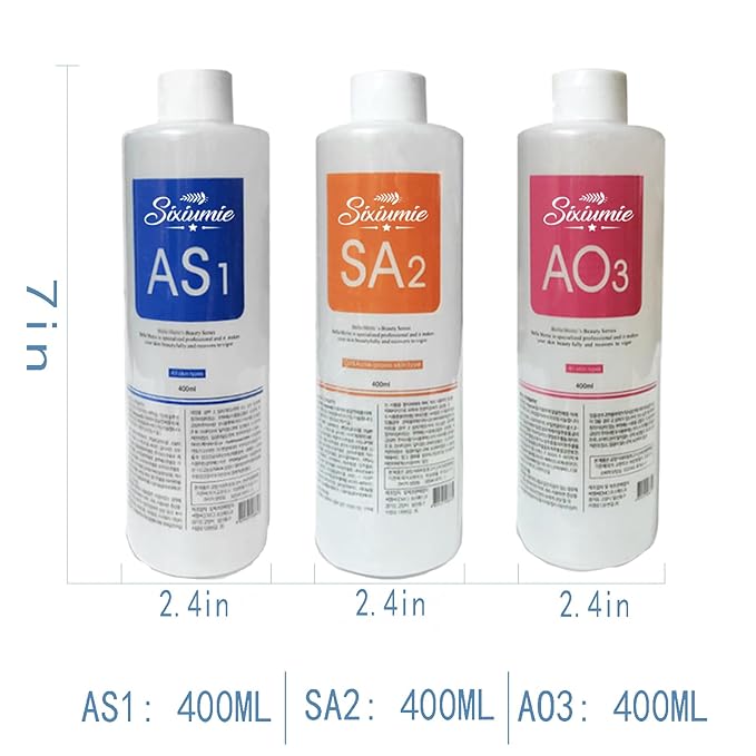 AS1 SA2 AO3 Aqua Peeling Solution Combination with Salon Special Solutions Skin Care Aqua Peeling Serum Machine 400ml (Set of 3 Bottles)