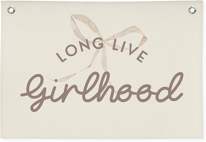 Cute Girls Room Decor，Long Live Girlhood Pink Coquette Girl Nursery Playroom Wall Hanging Linen Banner, Baby Girls Nursery Decor Toddler Teen Kids Bedroom Decorations,Newborn Gift 30x20 girlroom