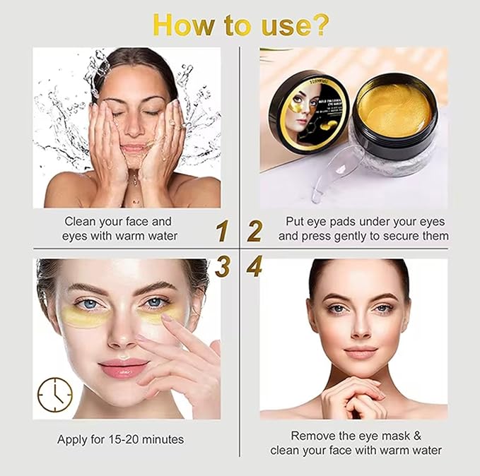 LUXURY GOLD UNDER EYES PATCHESLuxury, Hydrating Eye Mask Treatment with Natural Ingredients, 30 Pairs