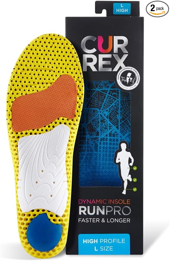CURREX RunPro Insoles for Running Shoes, Arch Support Inserts to Help Reduce Fatigue, Prevent Injuries, Boost Performance for Men & Women (High Arch, Size 2X)