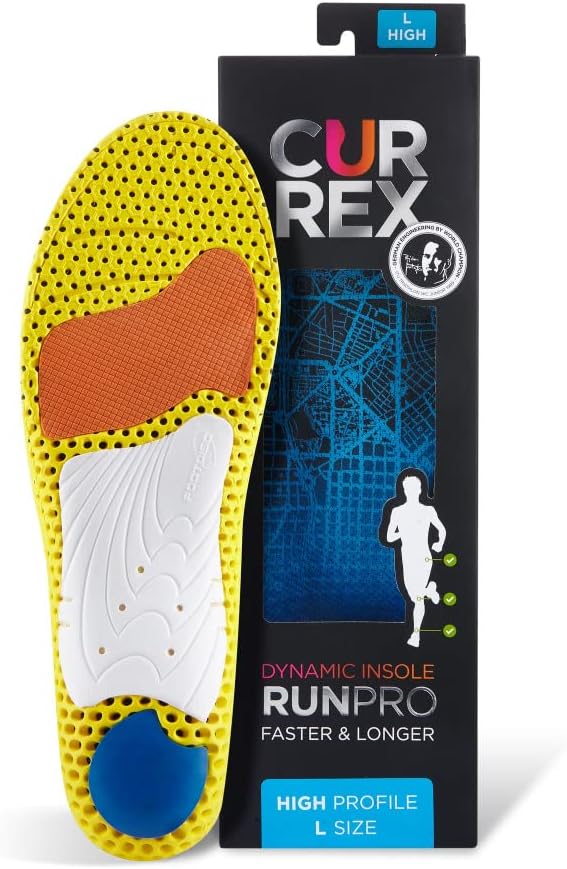 CURREX RunPro Insoles for Running Shoes, Arch Support Inserts to Help Reduce Fatigue, Prevent Injuries, Boost Performance for Men & Women (High Arch, Medium Size)