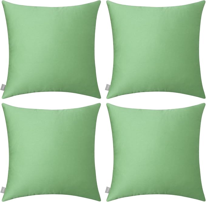 Thmyo 4-Pack 100% Cotton Comfortable Solid Decorative Throw Pillow Case, Square Cushion Cover Pillowcase Sublimation Blank Pillow Covers DIY Throw Pillowcase(16x16 inch/ 40x40cm,Sage Green)