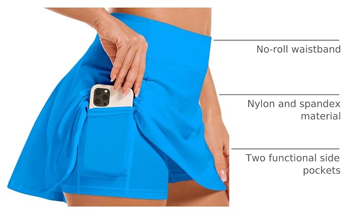 Stelle Women's Tennis Golf Skirts High Waisted with Pockets Inner Shorts for Athletic Skorts Sports Running Pickleball