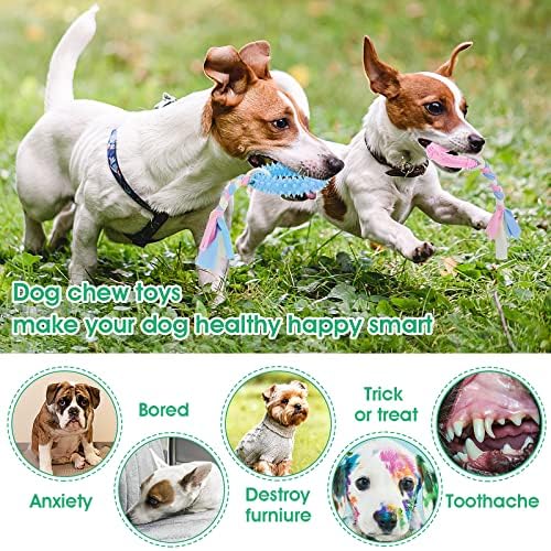 Cobee Puppy Teething Chew Toys, 4 Pcs Interactive Cotton Ropes for Small Dogs, Rubber Chew Toys for Dogs Oral Teeth Soothing