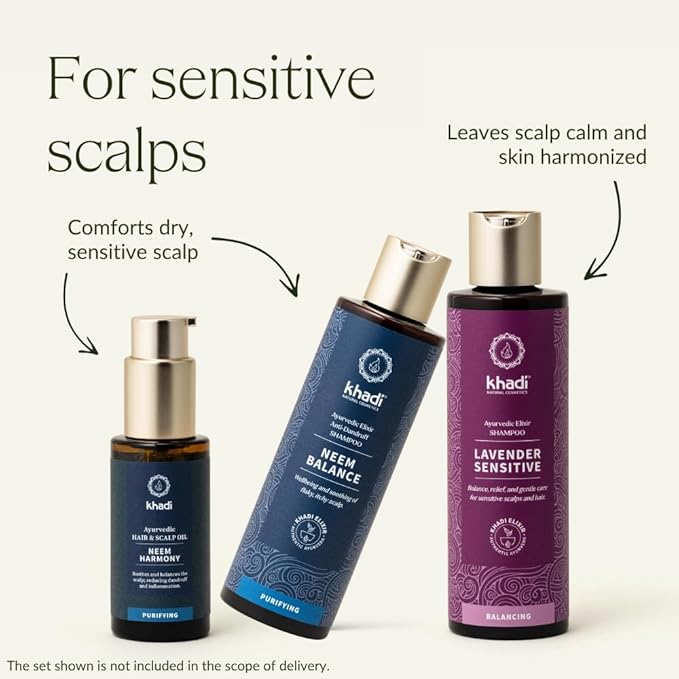 KHADI LAVENDER SENSITIVE Ayurvedic Shampoo - For sensitive, delicate scalp & fine hair - 100% natural & silicone-free - 6.7 fl oz