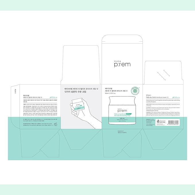 MAKE P:REM Safe Me. Relief Moisture Cream 12, Clinically Proven 48-Hour Hydration, Minimal Ingredients, EWG Green, Korean Skin Care, 2.70 fl.oz. (80ml)