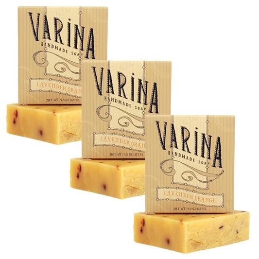 Organic Lavender Orange Bar Soap - Gentle Cleansing for Sensitive Skin, Herbal and Mint - 3 Pack