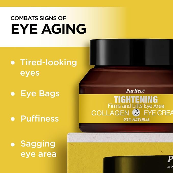 Purifect 7 Collagen Blend Under Eye Cream – Lifts, Tightens & Firms Under Eye Area with Panthenol, Made in USA – Anti-Aging Collagen Cream Hydrates & Softens Skin for Fine Lines, Wrinkles & Eye Bags