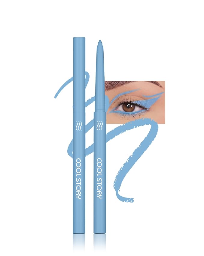 Blue Gel Eyeliner Pencil, Retractable Cream Matte Eye Liner Pencils, Waterline Eye Makeup Liners, Waterproof & Smudge Proof Eyeliner Facial Makeup Gift for Mature Women, Girls, Christmas – M07 Blue