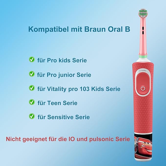 OddeKey Kids Replacement Heads Compatible with Braun Oral B Electric Toothbrush, Extra Soft Replacement Toothbrush Heads for Gentle Care, Kids Toothbrush Heads are for Ages 3+ and 6-12, 8 Count