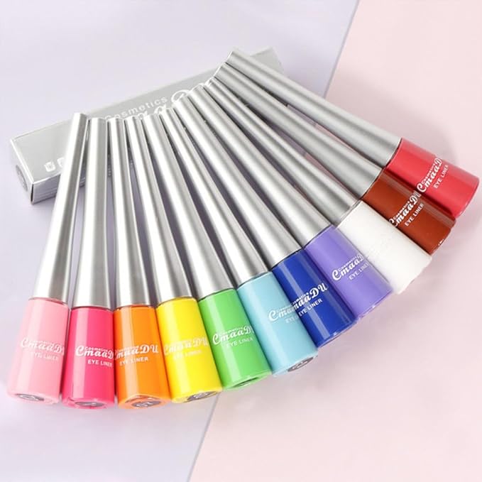 BONNIE CHOICE 14 Colors Liquid Color Eyeliner, Halloween Waterproof Matte Colored Eyeliners Smudge-proof Fluorescent Colorful Eyeline Face Body Paint Cosplay Valentine's Day Gifts for Women