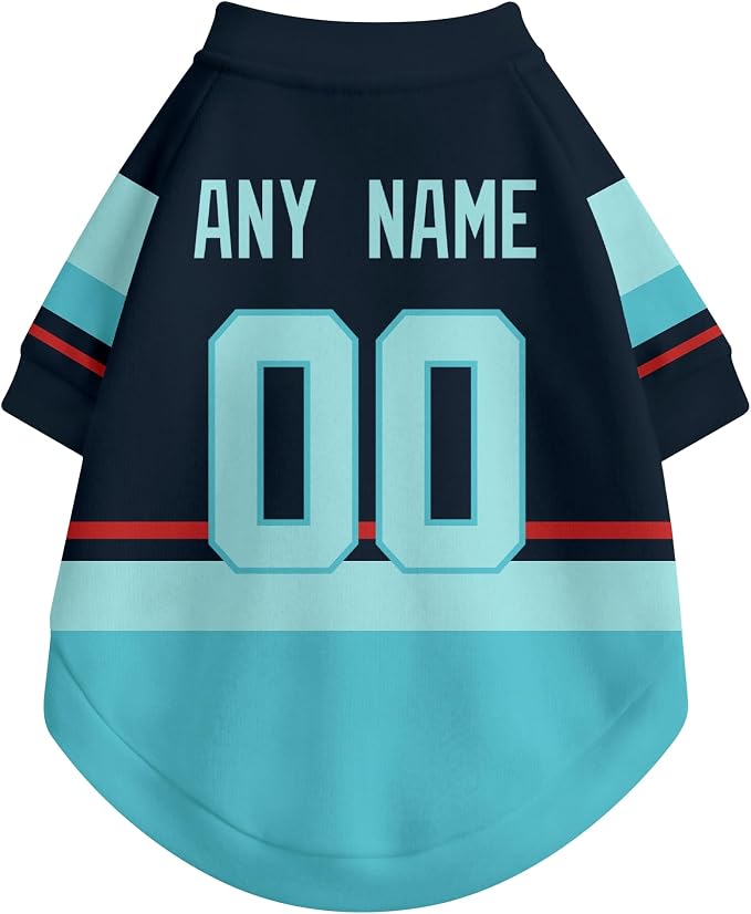 Seattle Dog Clothes Personalized Pet T Shirt for Dogs Gift | Custom Name Number Jersey Style Pet Shirt for Dog