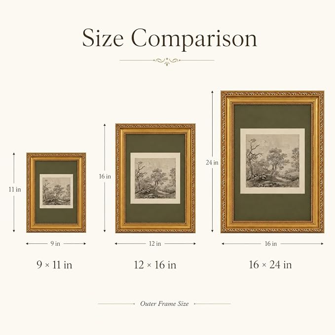 Ymsagrs Gold Frame Vintage Landscape Sketch Canvas Wall Art,24X16in | Neutral Botanical Picture Art,Cottagecore Wall Decor for study, living room, hallway, office or entryway.