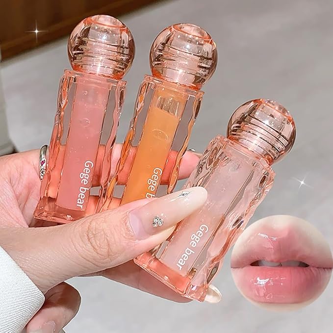 3 Pcs Nourishing Fruity Lip Oil Set, Hydrating Long Lasting Lip Gloss Plumping Moisturising Lip Balm, No-Sticky Gloss Lip Care for Girls & Women