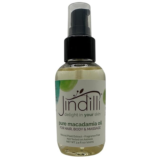 Pure Macadamia Oil-Australian Cold-Pressed Refined, Filtered, All-Natural, Cruelty-Free-Travel Moisturizer for Hair, Skin, Nails, Massag-Sensitive Skin, Eczema, Rosacea and Psoriasis-3.4 oz
