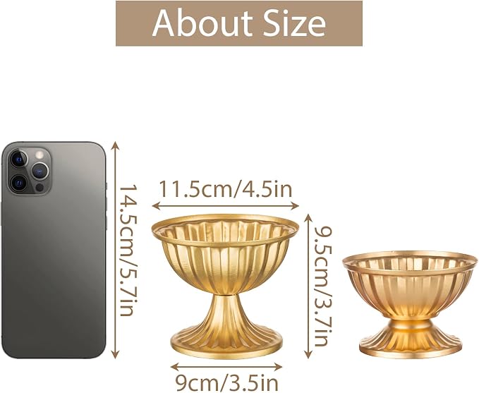 Sziqiqi Mini Gold Flower Arrangement Pots for Centerpiece Table Decorations Metal Vase Urn Planter Decor for Home Wedding Party Christmas (3.7IN-2PCS, Gold)