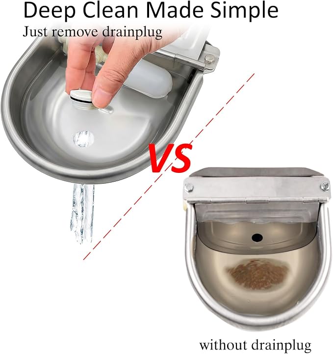 Automatic Water Dispenser for Dog Water Bowl Dispenser Large Size Stainless-Steel Waterer Feeder Self Filling Water Trough for Poultry and Livestock (Metallic Gray, Large)