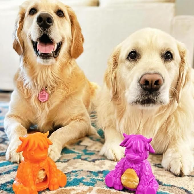 Yeti Puff & Play Interactive Dog Toy, Nugget Treat Dispenser, Orange Yak