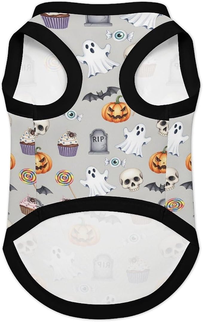 Halloween Pet Vest Pumpkin Boo Pet Shirts X-Small | candy dessert Dog Shirt Vest cute pet Sleeveless Vests Ice Silk Dog T-Shirts holiday Dog Clothes Halloween Canine Wear