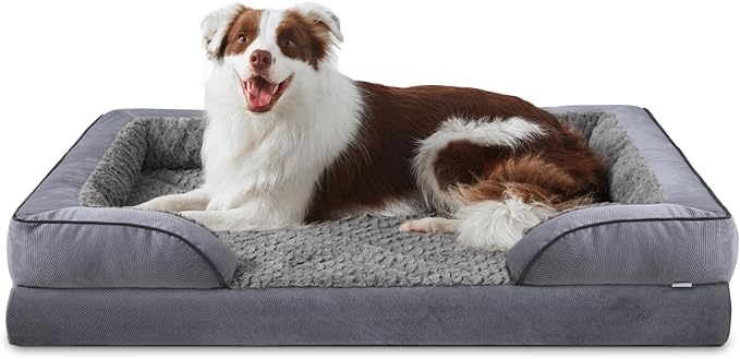 Orthopedic Large Dog Bed, Washable Waterproof, Egg-Crate Foam Dog Couch Bed with Washable Removable Cover, Waterproof Lining and Nonskid Bottom
