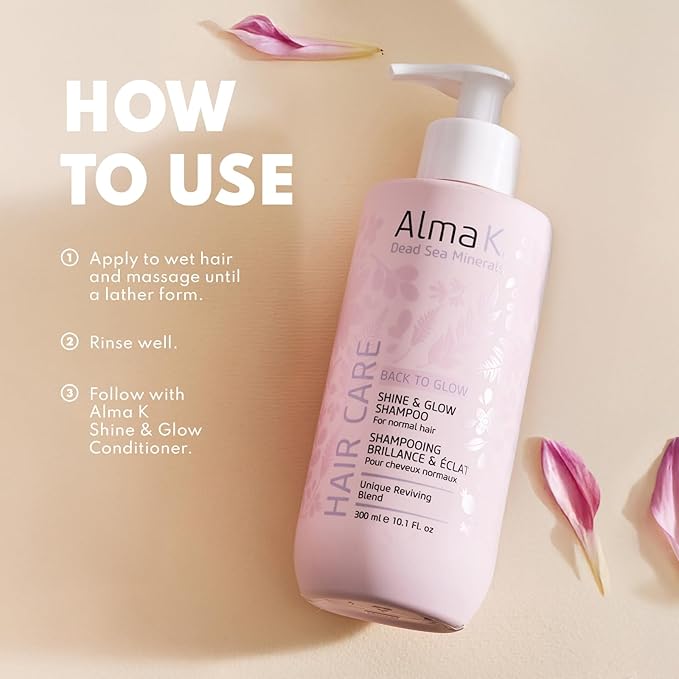 Alma K Shine and Glow Shampoo - Moisturizing Shampoo for Women - Hair Growth Shampoo - Hydrating Shampoo with Argan Oil, Cocoa Butter - 10.1 oz
