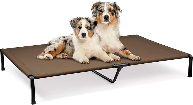 Elevated Dog Bed, Cooling Raised Pet Cot with Chew Proof Mesh Fabric and Steel Frame, Portable Dog Cot Bed with No-Slip Rubber Feet, 60 in