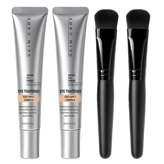 Instant Under Eye Tightener, Instant Firming Temporary Eye Tightener with Brush, Perfection Cream for Fine Lines, Wrinkles & Puffiness, Easy-Wear Formula for All Skin Types 2 Pack