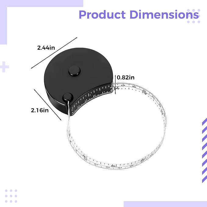 Auto Stand-Out Body Tape Measure, Retractable Waist Body Measurement Tape with Dual Scale, Mini Measuring Tool, Easy Read Window