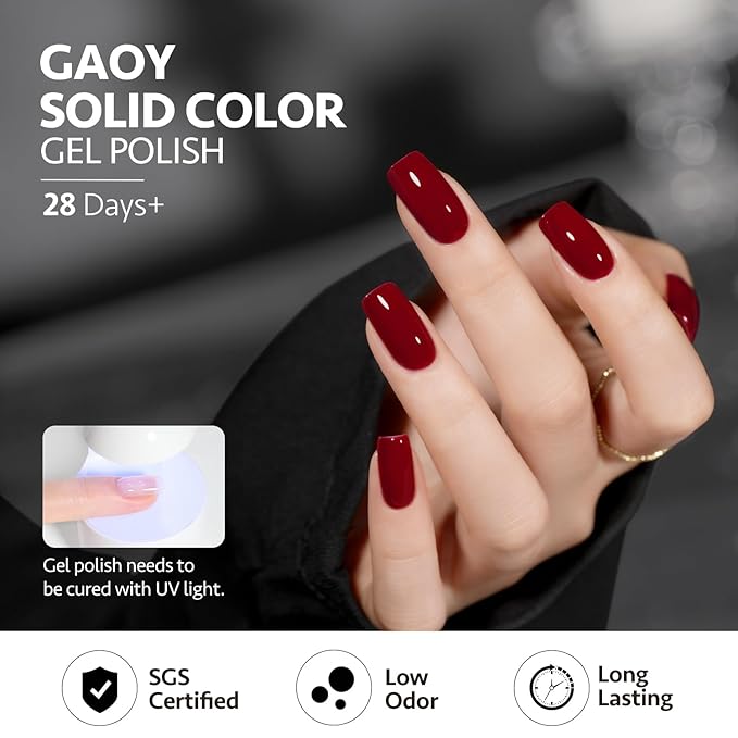 GAOY Red Gel Nail Polish, 16ml Soak Off Gel Polish, UV Light Cure for Nail Art DIY Manicure at Home, 2023 Burgundy Red