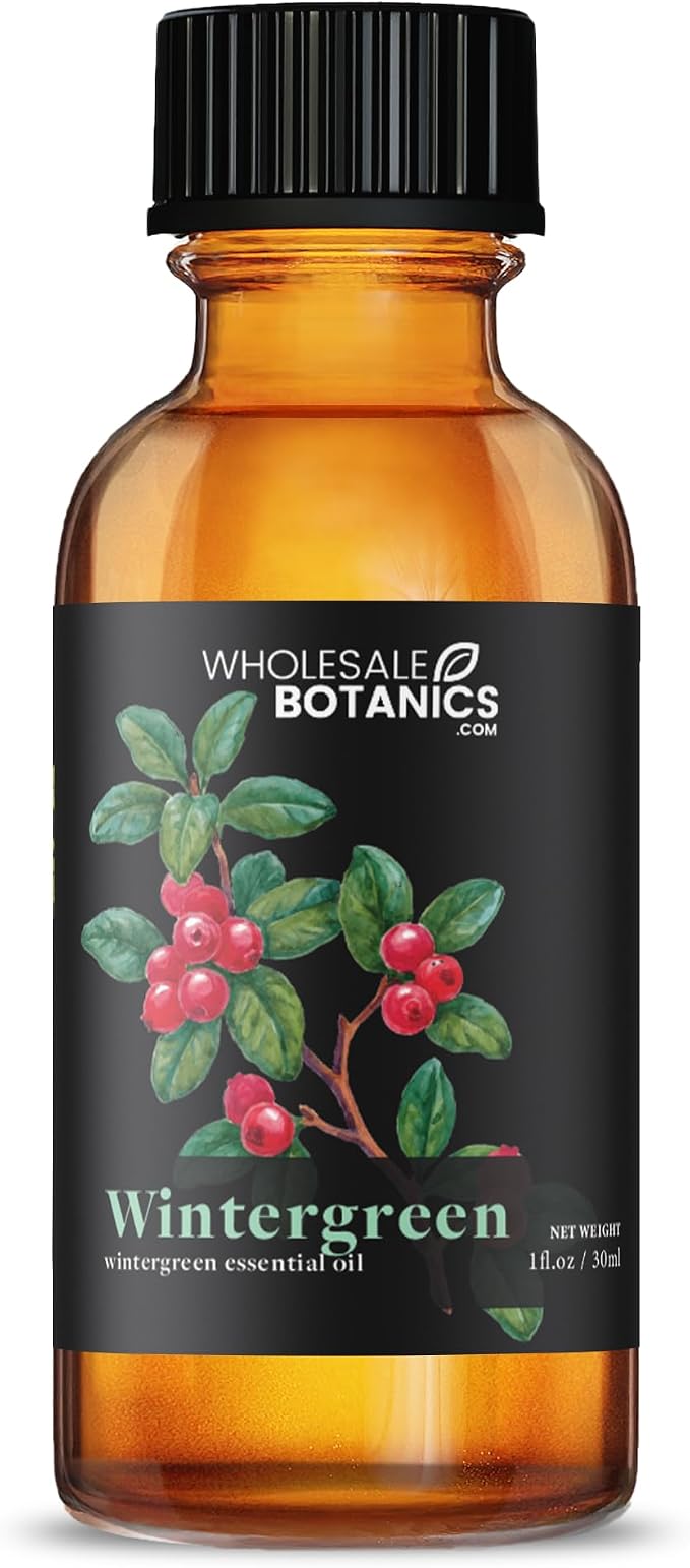 Wintergreen Essential Oil by Wholesale Botanics | Premium Grade 100% Undiluted Essential Oil | for Aromatherapy, Soaps, Lotions, & Candles | Vegan & Cruelty Free (1 Fl Oz)