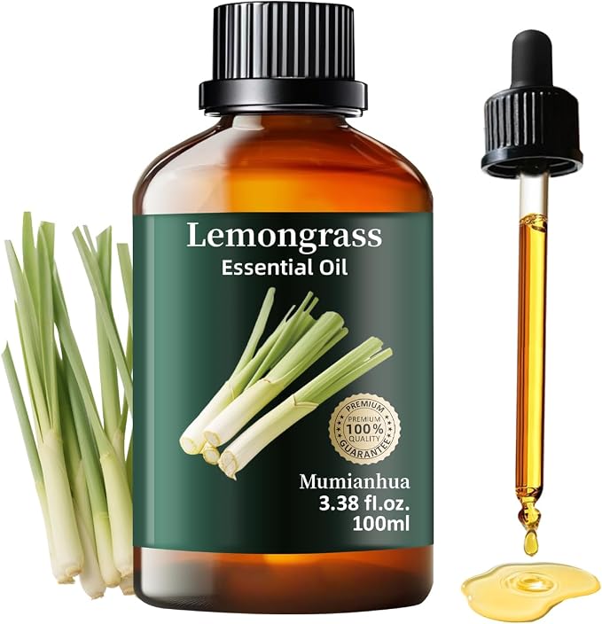 Lemongrass Essential Oil, Fresh Citrus Scent, Diffuser & Clean, 3.38 Fl Oz | Mumianhua Lemongrass Oil. Fresh Citrus-Herb Scent. For Outdoor, Skin & Hair Care, DIY Cleaners & Diffusion. Always Dilute